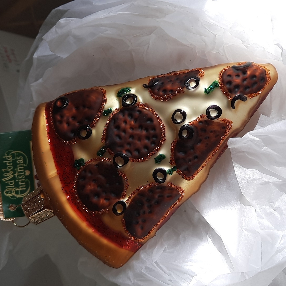 Pizza Slice 🍕 Old World Christmas Glass Ornament Pepperoni Cheese NWT